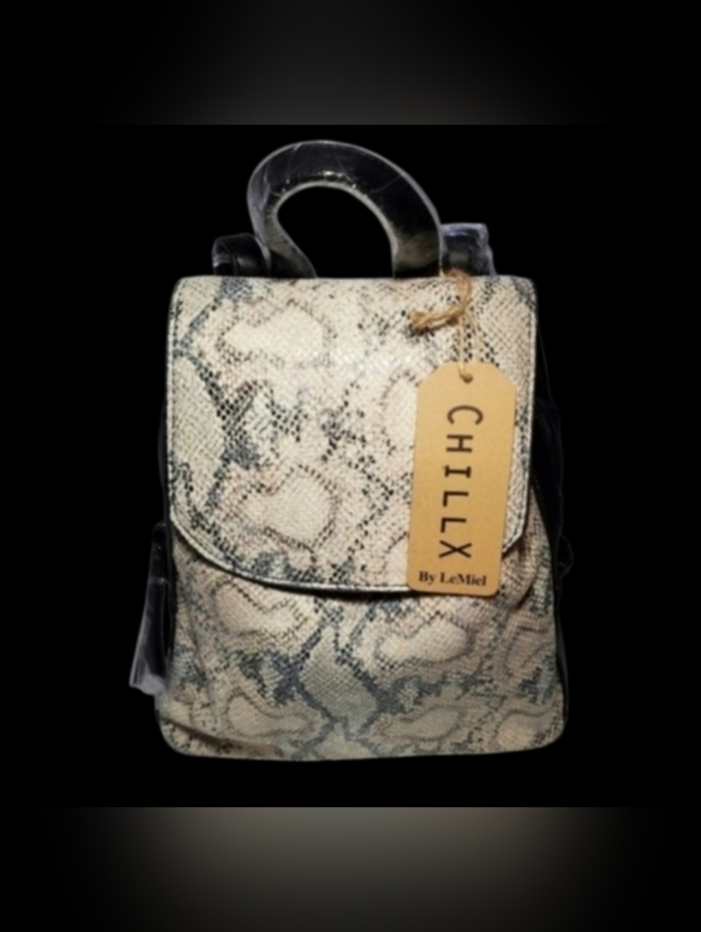 Python Snake Pattern Backpack Purse by Le Miel